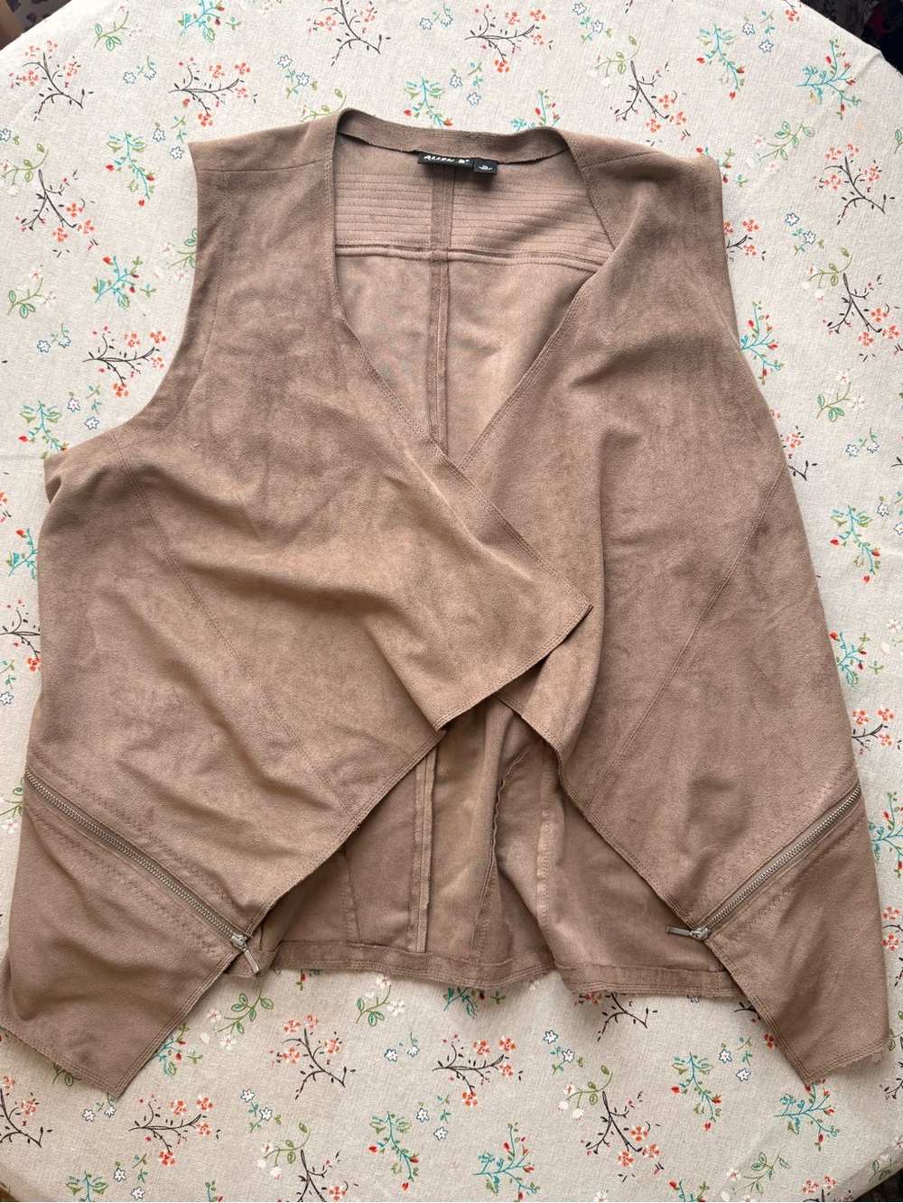 Allen B. By Allen Schwartz Draped Faux Suede Vest in Taupe